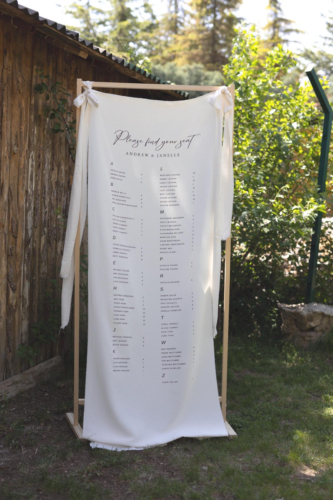 Fabric Wedding Seating Chart, Fabric Wedding Table Plan, Personalised ...
