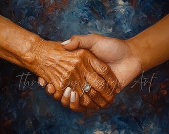Black Generational Love Art: Mutter & Tochter Portrait (Digitaldruck 11x36cm)