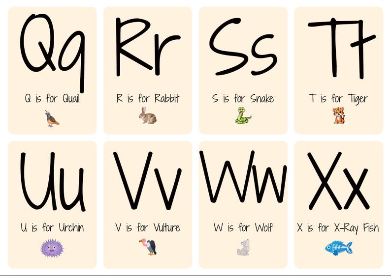 Animal Alphabet Flashcards for Toddlers - A to Z Educational Printable ...