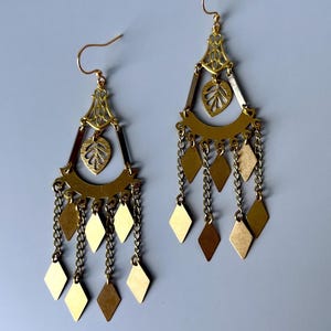 Gold Filigran Statement Ohrringe Gold Kronleuchter Rohmessing Ohrringe Lange Gold Fransen Ohrringe Golddiamant Charme Ohrringe Boho Ohrringe
