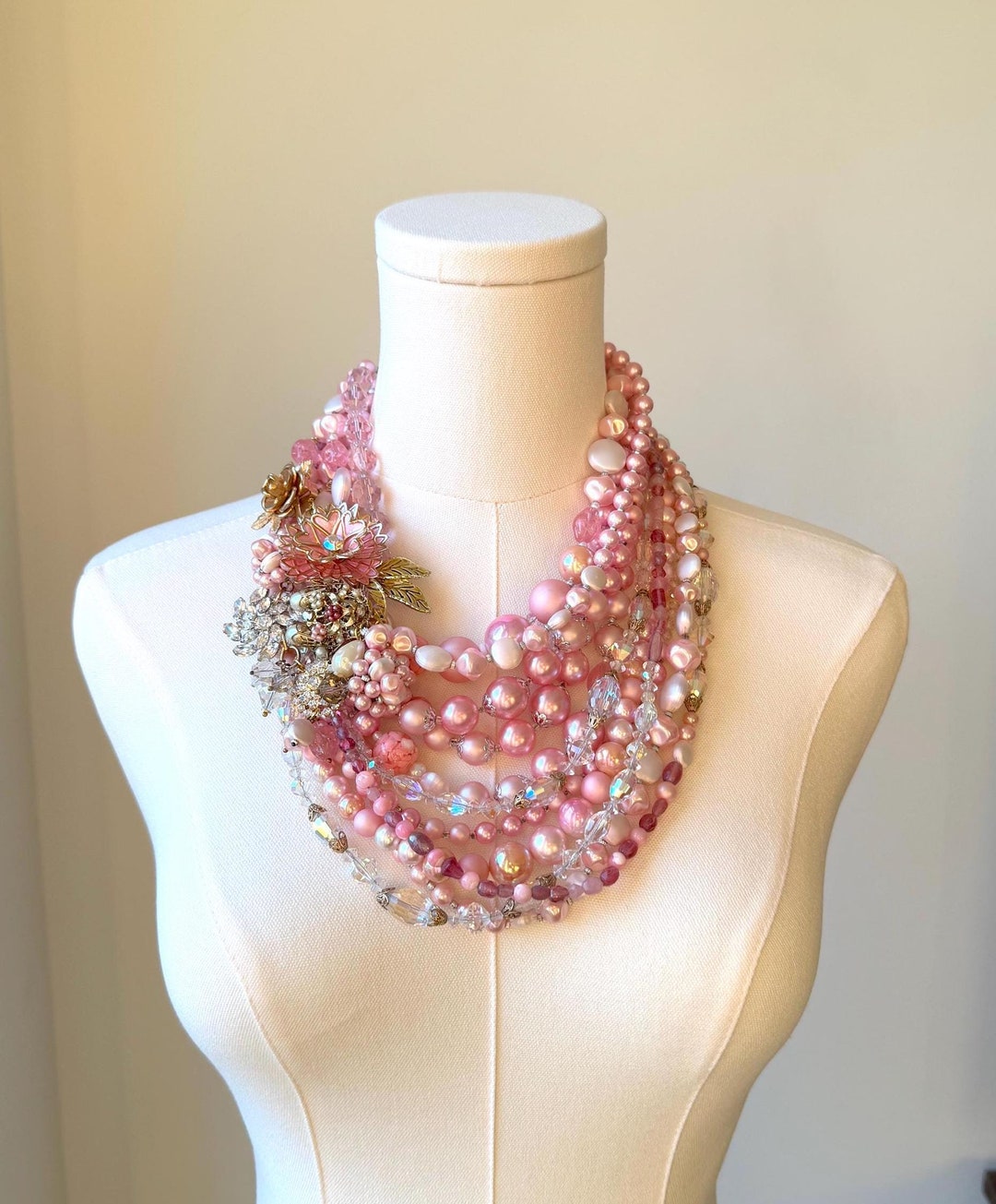 Pink Pearl and Crystal Necklace main image 0