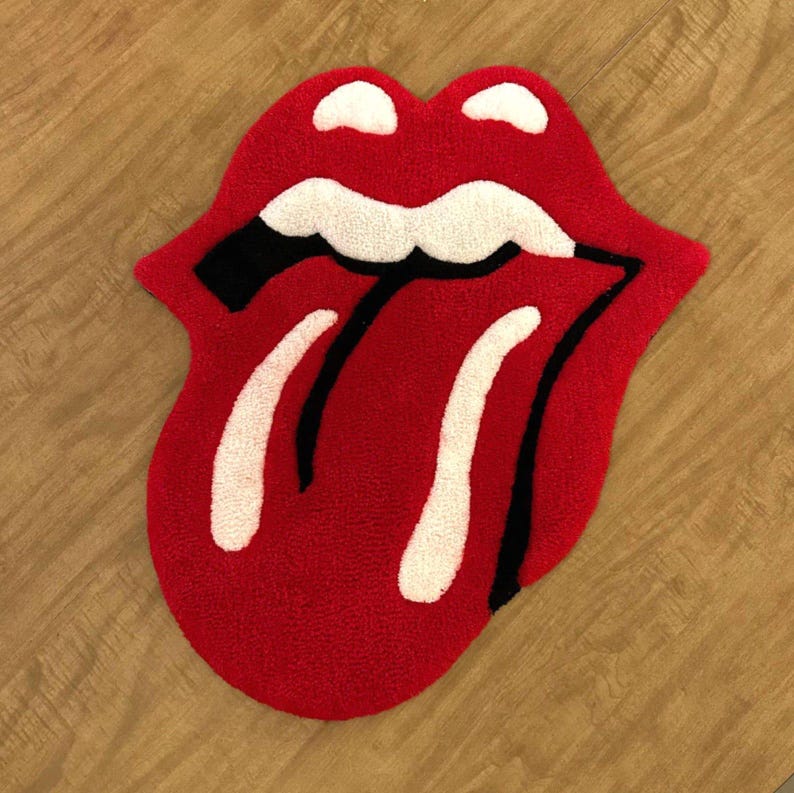 Hand Tufted Lips Shape Rug, Red Tongue Pop Art Wool Rug, 2x3 3x5 4x6 ...