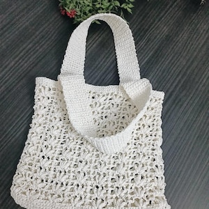 borsa fatta a mano, borsa per la mamma, borsa per lavorare a maglia, borsa in corda di carta, borsa artigianale all'uncinetto