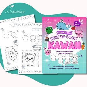 かわいい動物や食べ物を描くためのステップバイステップの絵本。グリッドを使ってより正確に描くことができます。かわいいKawaiiスタイルのキャラクターを描きましょう。