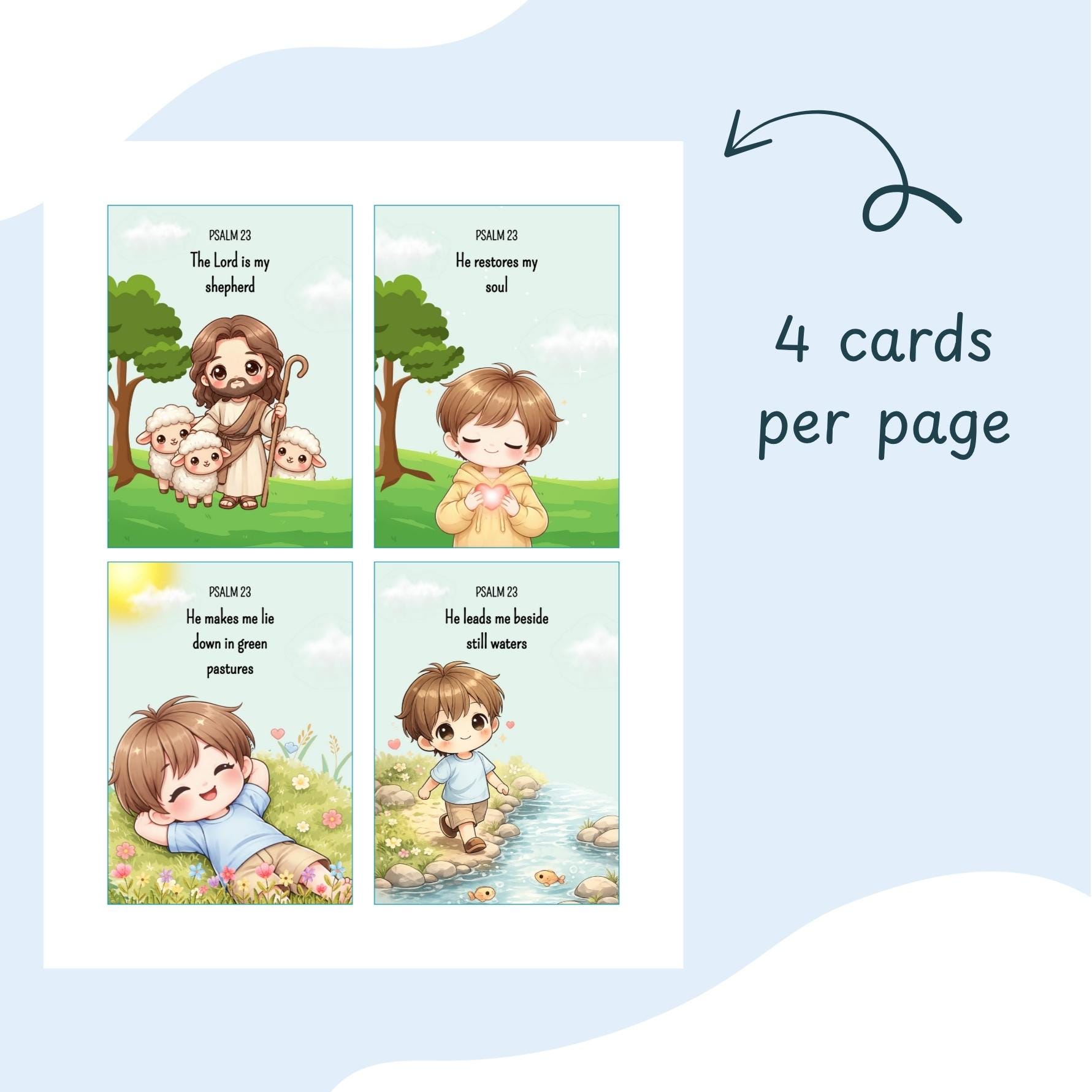 Psalm 23 - Printable Cards for Kids, Christian Wall Art, Bible Verse ...