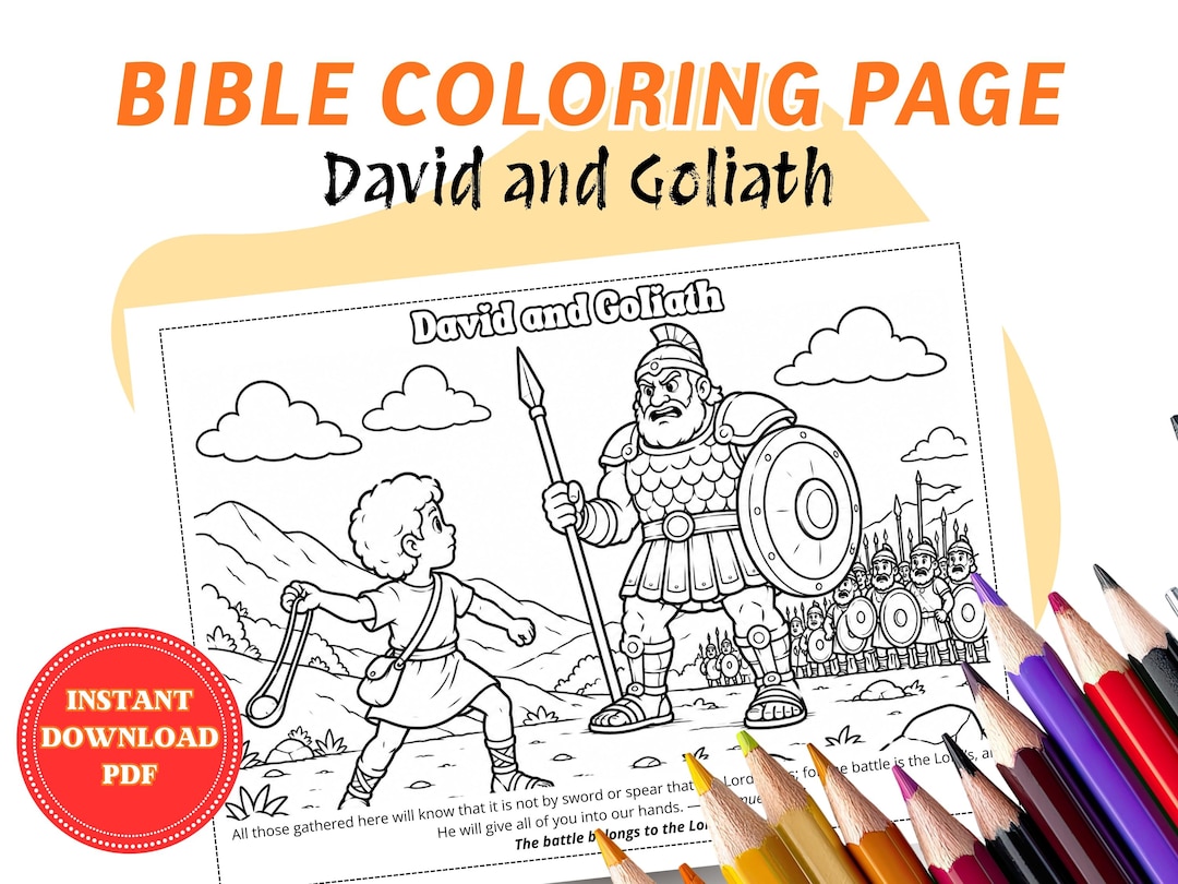 David and Goliath Bible Verse Coloring Page | 1 Samuel 17:47 Printable ...