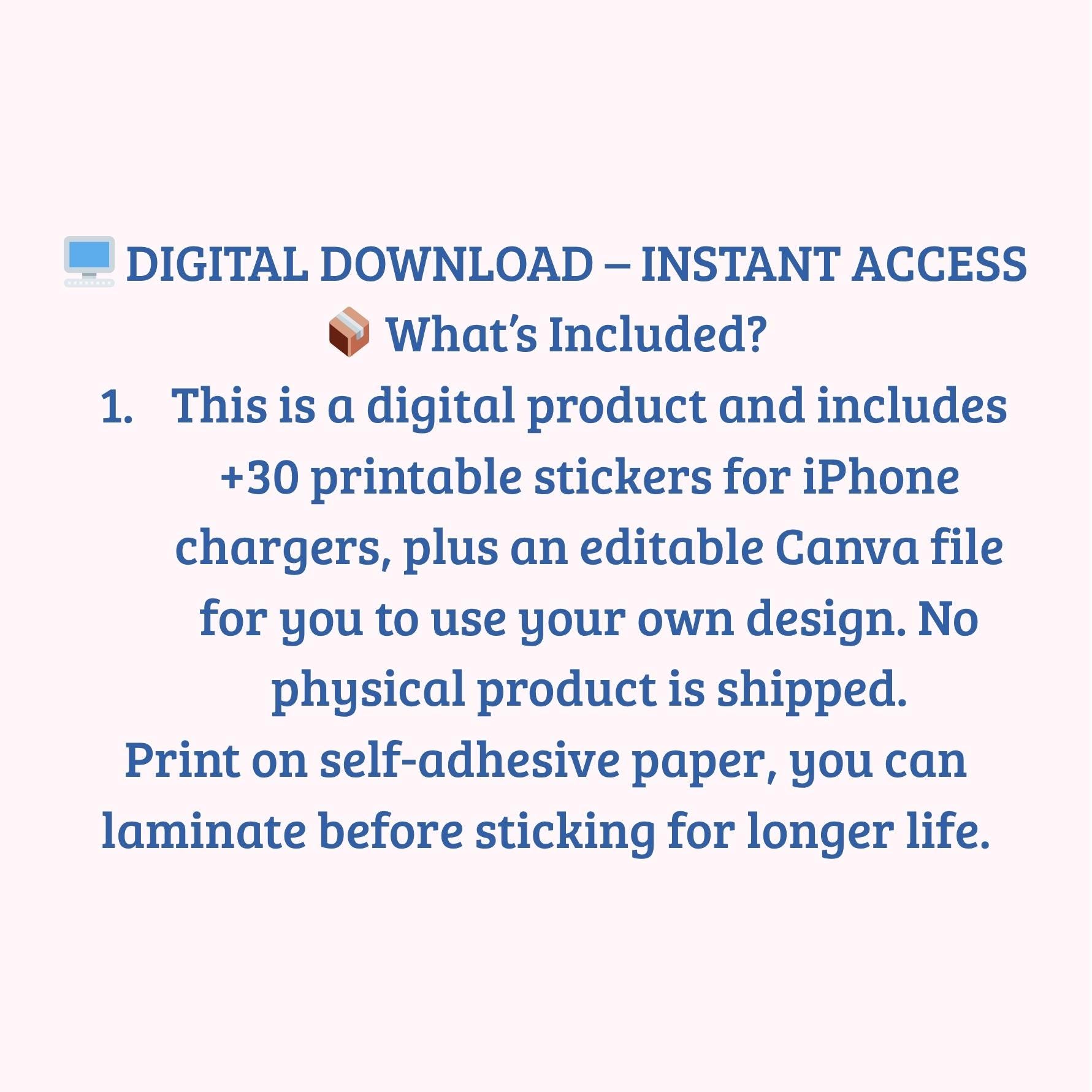 Ios Charger Sticker 30+ iPhone Charger Stickers | Printable & Editable Canva Template ...
