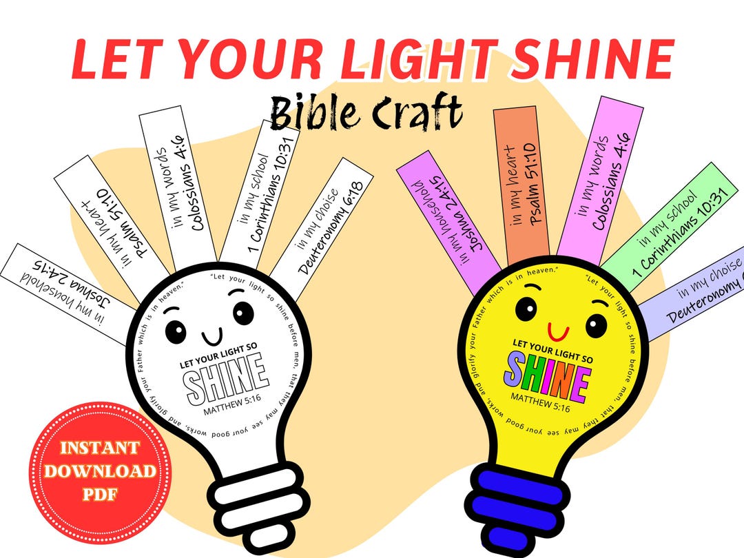 Let Your Light Shine Craft Printable | Bible Activity for Kids | Sunday ...