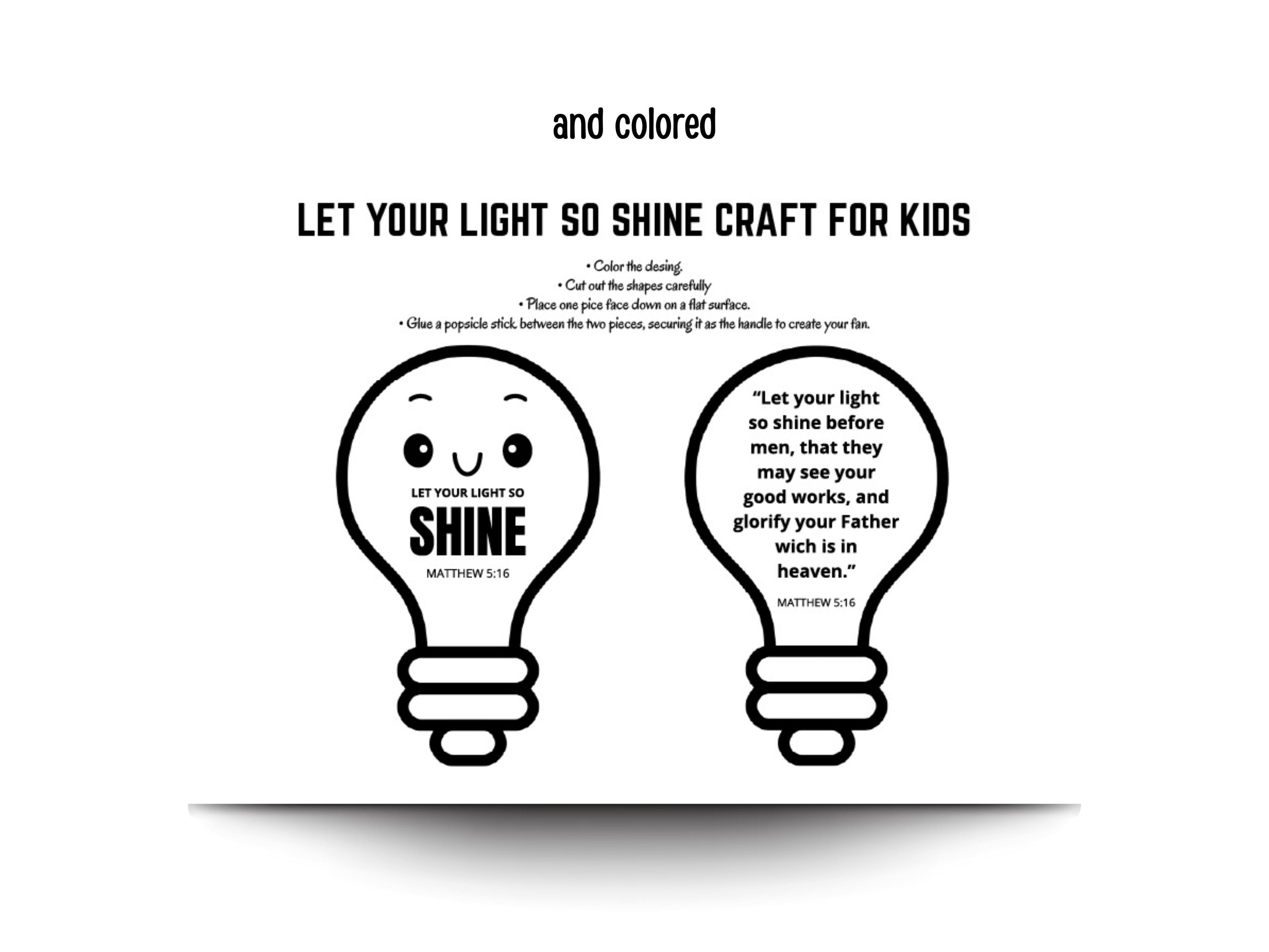 Let Your Light Shine Craft Printable | Christian Kids Activity | Bible ...