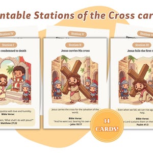Printbare kaarten met de Kruisweg | Katholieke Via Crucis-gebedskaarten | Vastentijd-devotie | Gebedskaarten voor de Heilige Week | Geloofsactiviteit voor Pasen