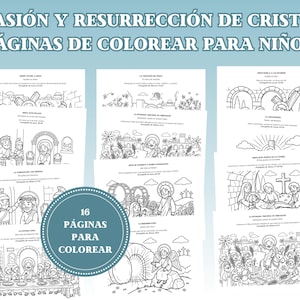 Pasión y Resurrección de Cristo para Colorear | Semana Santa Imprimible | Actividad Cristiana para Niños | PDF Digital Iglesia Dominical