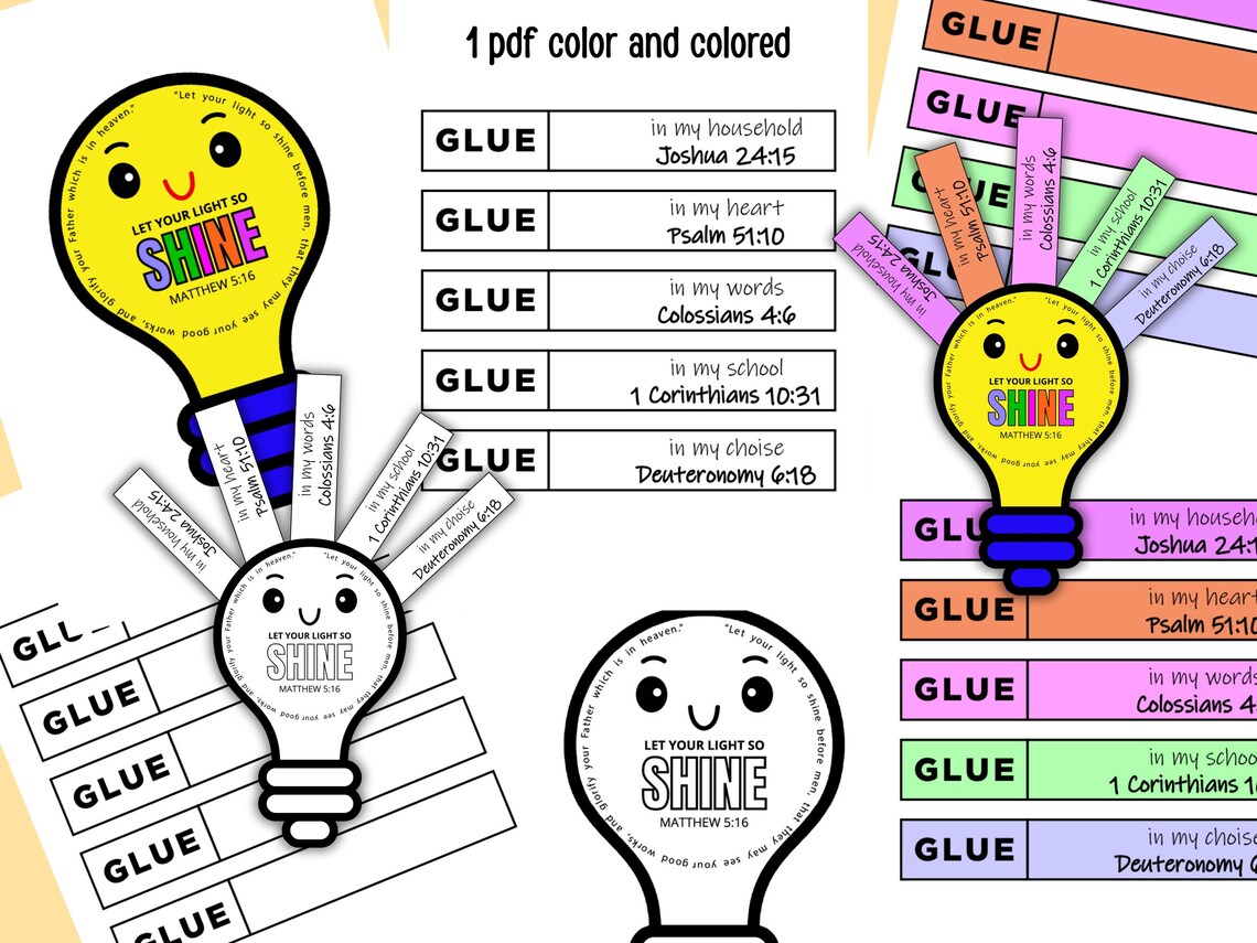Let Your Light Shine Craft Printable | Bible Activity for Kids | Sunday ...