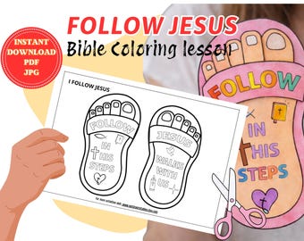 Segui Gesù: sandalo da stampare per bambini | Lavoretto da colorare cristiano | Attività biblica per la scuola domenicale | Lavoretto per bambini "Gesù cammina con noi"