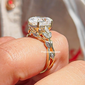 Floral 3 CT Oval Cut Moissanite Engagement Ring 14K Gold Vintage Ring Nature Inspire Oval Diamond Ring Promise Ring For Her Proposal Ring