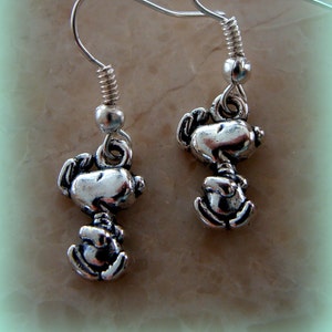 Dancing Snoopy like Dog Earrings Unique image 3