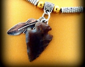 ARROWHEAD PENDANT Necklace Hand Knapped Point with Beadwork Reproduction Arrowhead