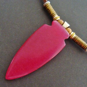 JADE Agate stone ARROWHEAD Necklace Pendant Jewelry Primitive INDIAN style