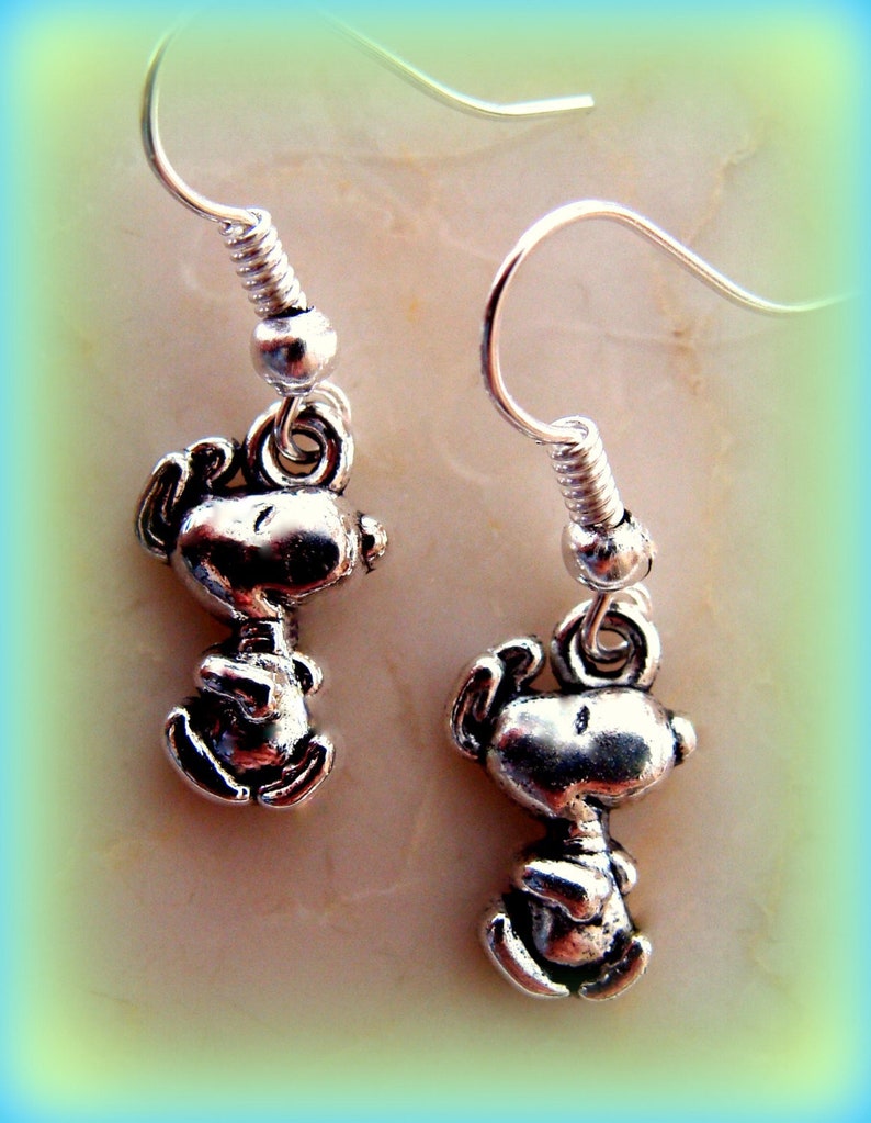 Dancing Snoopy like Dog Earrings Unique image 1