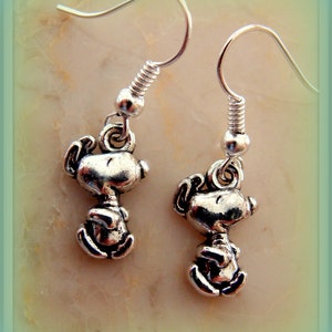 Dancing Snoopy like Dog Earrings Unique image 5