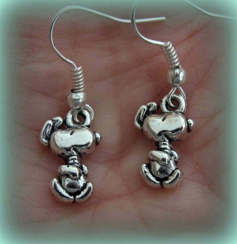 Dancing Snoopy like Dog Earrings Unique image 4