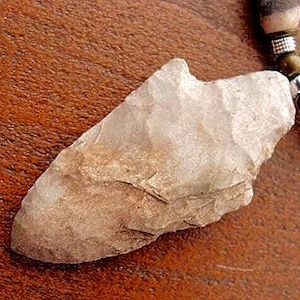 Authentic FLORIDA ARROWHEAD PENDANT Necklace Hand Knapped Point with Beadwork