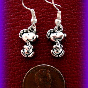 Dancing Snoopy like Dog Earrings Unique image 2