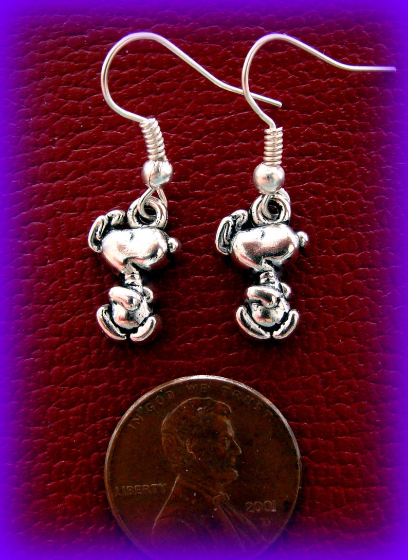 Dancing Snoopy like Dog Earrings Unique image 2