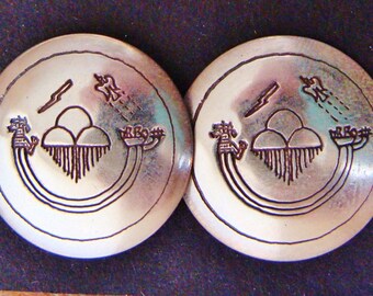 VINTAGE Sterling Silver CONCHO Earrings Jewelry Southwestern INDIAN style