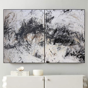 60x40 inch Set of two paitings-Black abstract,painting on canvas, large canvas abstract art,Original Painting,Acrylic Painting