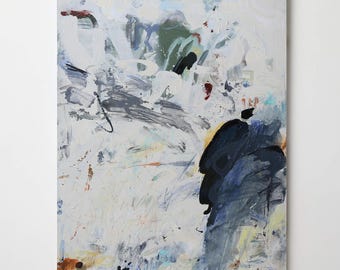 minimalist art, Abstract Painting-large blue and gray abstract
