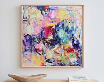 vivid color abstract,original abstract painting ,colorful canvas art,Modern Home Decor, Wall Art ,Multi-Colored Art