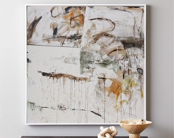 Neutral Abstract Painting, Modern Home Decor, 36x36 Canvas Art