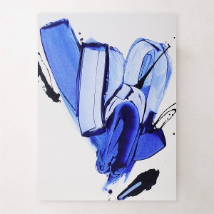 Abstrakte Malerei Ultramarin Blau, zeitgenössische Wandkunst, bunte Malerei, Wanddekor, Wohndekor, Acrylbild auf Leinwand