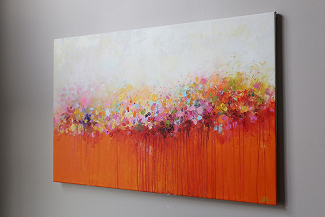 Red orange abstract painting modean Acrylic abstract Etsy