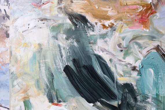 アクリル抽象画 多色使い 40 x 30 インチ - 抽象画、キャンバスの絵画