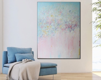 Acrylic painting,original painting 36&quot; x 48&quot; abstract flower painting, contemporary art,room deco ,pastel shades , pastel color