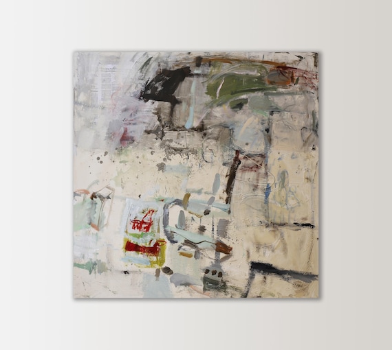 大型抽象アクリル画、現代アート（48 x 48インチ） - Etsy 日本