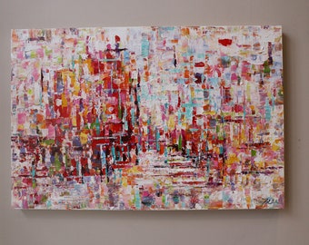 colorful abstract painting -ORIGINAL painting- cityscape,Original Fine Art Acrylic painting,painting on canvas