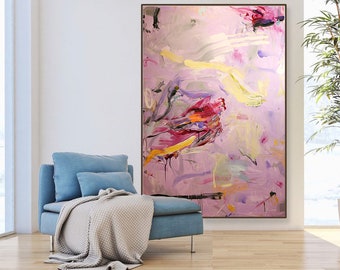 abstract art,60x40 Extra Large modern art,purple Painting-art ,purple and yellow abstract,expressionist art abstract painting,large painting