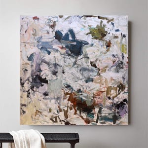 Large Abstract Painting, 48x48 Modern Acrylic Wall Art on Canvas,deep blue, Contemporary Artwork