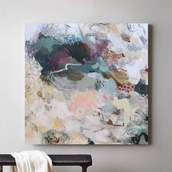 オリジナル抽象アクリル絵画、モダンな室内装飾、36x36 キャンバス