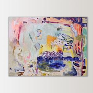 36x48''ultramarine and pink abstract art,colorful abstract art,original paintng ,paintings on canvas ,large abstract painting