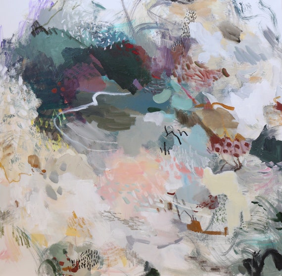 オリジナル抽象アクリル絵画、モダンな室内装飾、36x36 キャンバス