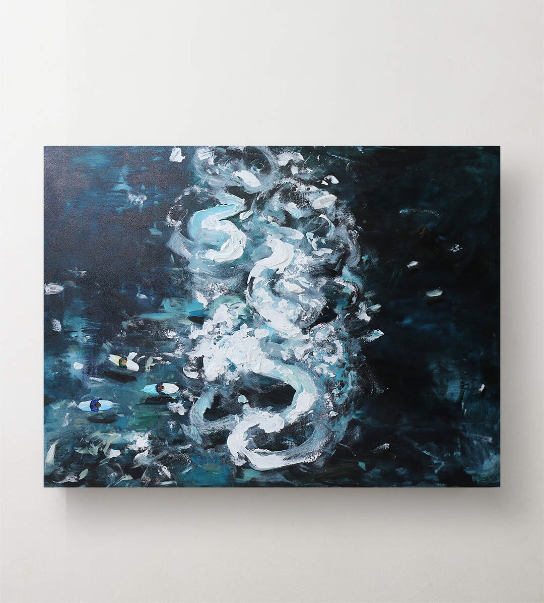 Diepblauwe zee, surfen schilderij, vakantiehuis decor, zomerhuis decor,  strand abstract, zeegezicht, origineel, canvas kunst, origineel schilderij,  - Etsy België, image size:1080x1196