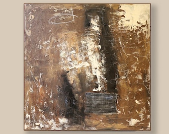 Brown Abstract Art, Original Acrylic Painting on Canvas (40x40 inch)