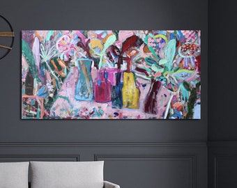 abstract flower Painting, abstract painting,flower painting, Abstract art,abstract flower vase ,colorful painting,