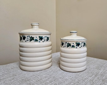 Set of 2 Vintage Himark Ceramic Ivy Canisters.