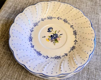 Set of 6 Vinatge Nikko Tableware Japan "Blue Peony" Ceramic Saucers.