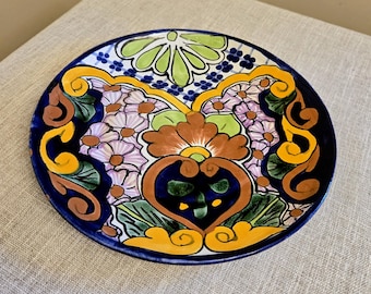 Vintage Talavera Ceramic Plate. Handcrafted and Handpainted in Mexico.