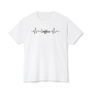 Coffee Heartbeat T-Shirt: 100% Cotton Jersey, Coffee Lover Gift